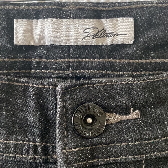 Chico's Platinum Alannia Jean Straight Leg High-Rise Stretch Embellished Jean - Picture 8 of 15